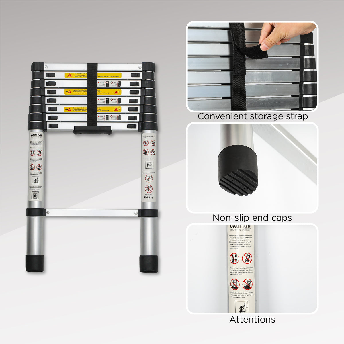 Telescoping Ladder 8.5 ft, Aluminum Extension Ladder 300 lb – image 9