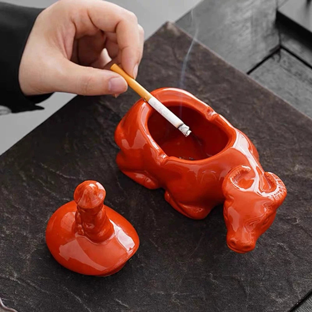 Crab Ceramic Ashtray with Lid - Cute Windproof Ashtray