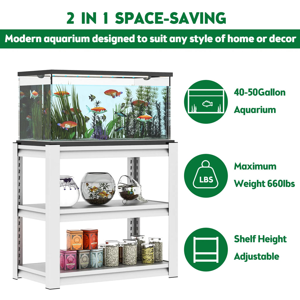 40-50 Gallon Heavy Duty Aquarium Stand, Adjustable 3-Tier Steel Rack – image 8
