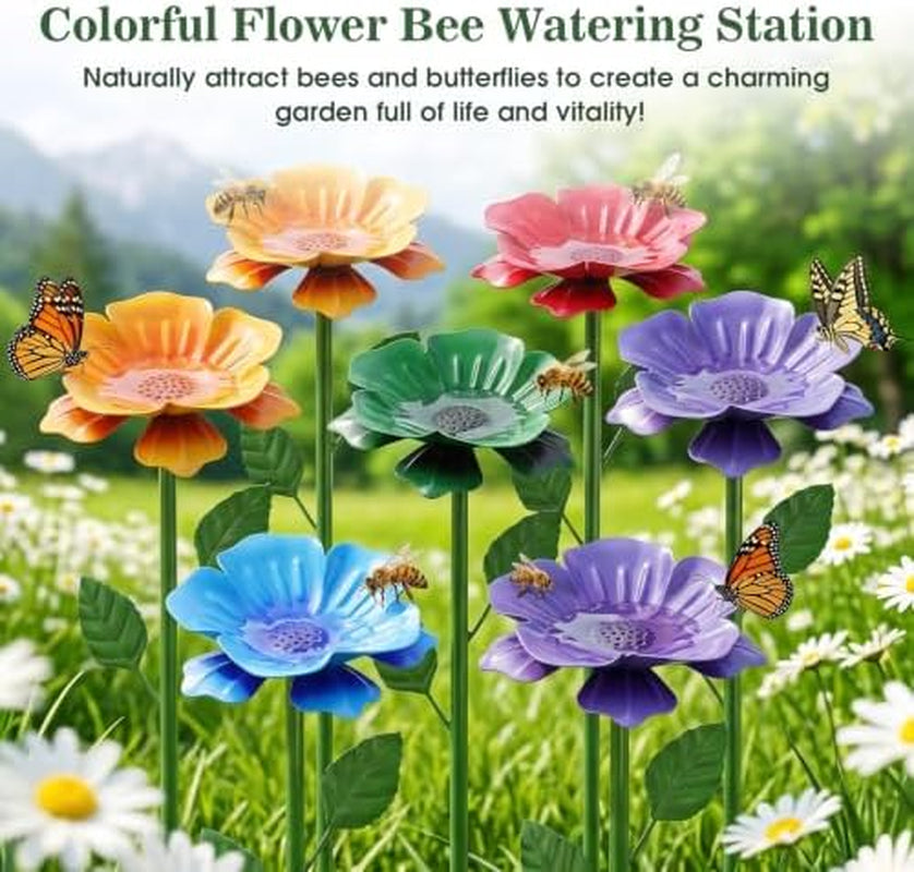Bee Watering Station 6-Pack - Metal Flower Garden Stakes – image 5