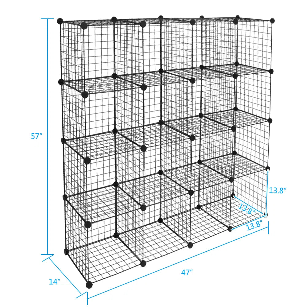 16 Cube Wire Storage Shelves, Modular Metal Grid Cubby Organizer – image 10