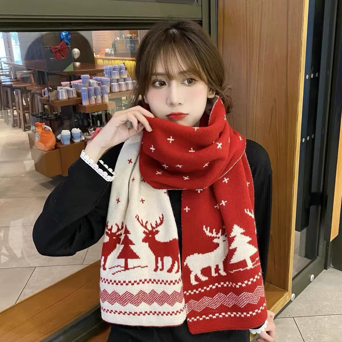 Christmas Tree Knit Scarf – Soft Faux Cashmere Winter Scarf – image 3