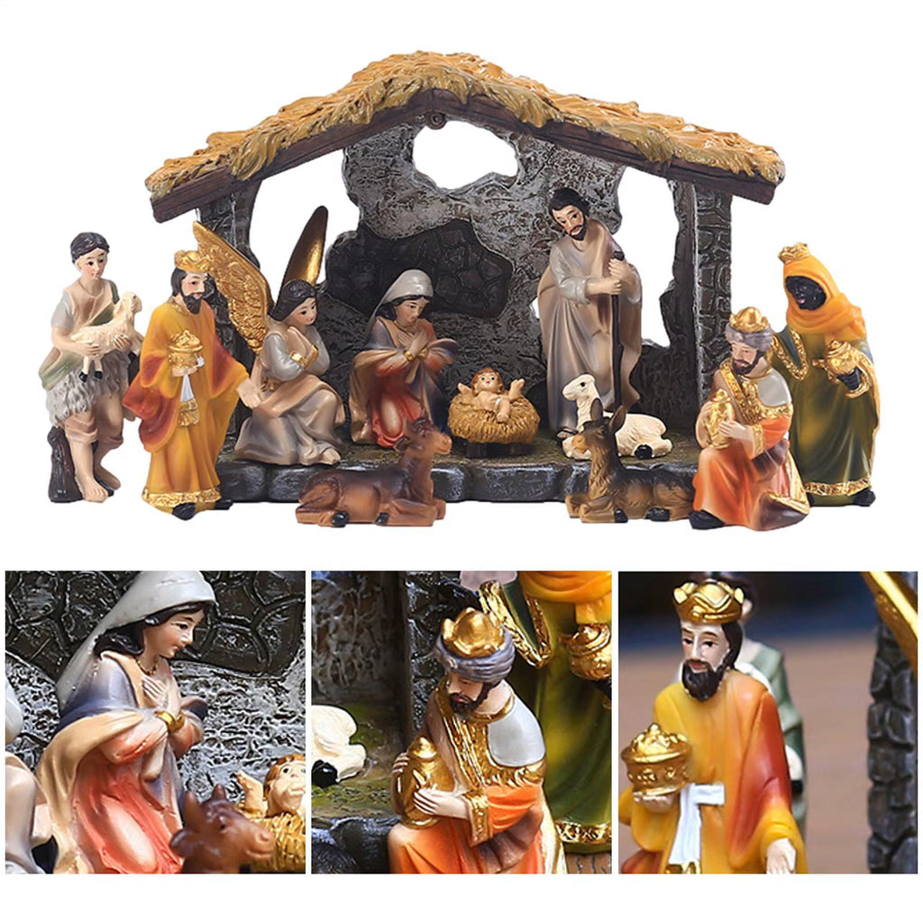 12 Piece Resin Nativity Set Hand Painted Holy Family Figurines – image 5