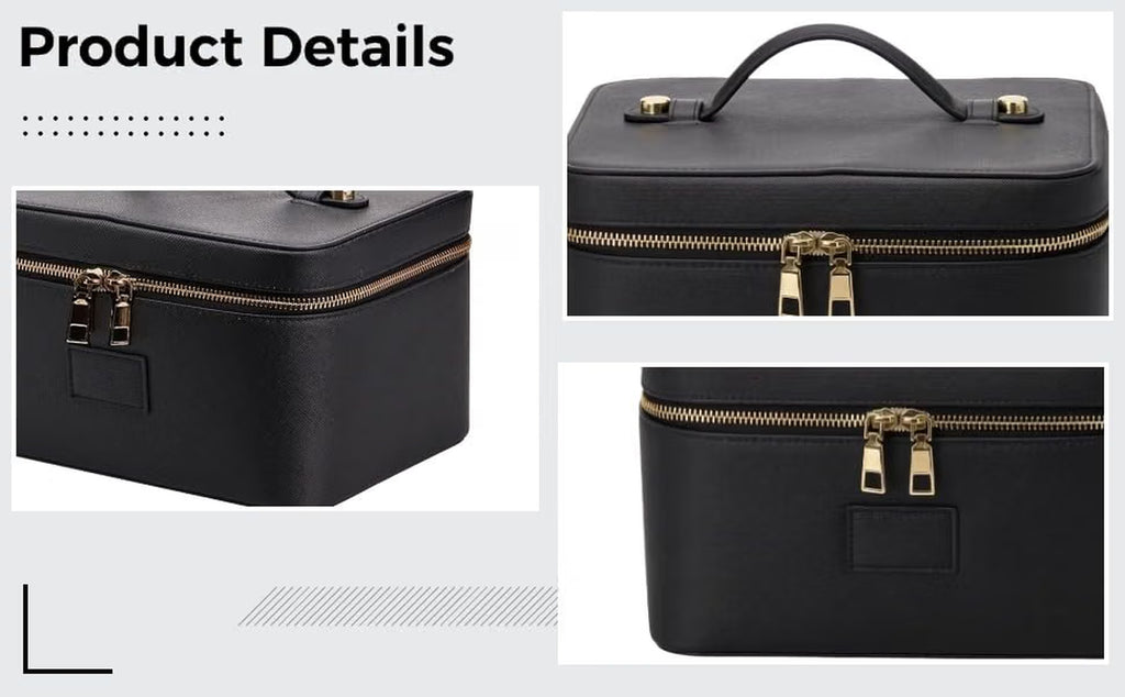 Makeup Organizer Bag, PU Leather Travel Case with Dividers – image 2