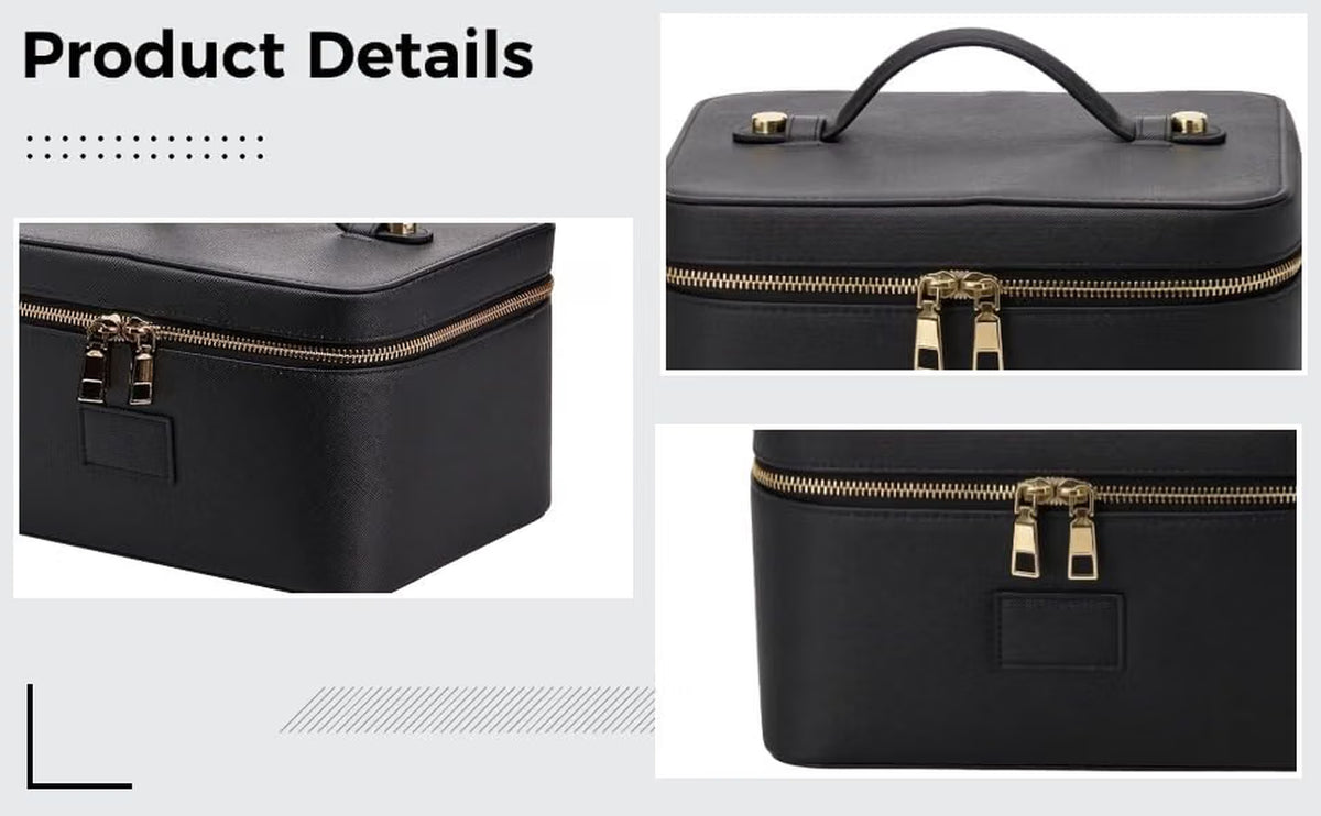 Makeup Organizer Bag, PU Leather Travel Case with Dividers – image 2