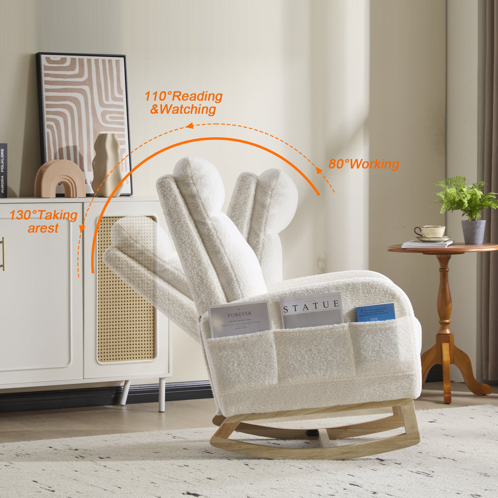 Upholstered Nursery Rocking Chair with Footrest and Side Pocket – image 6
