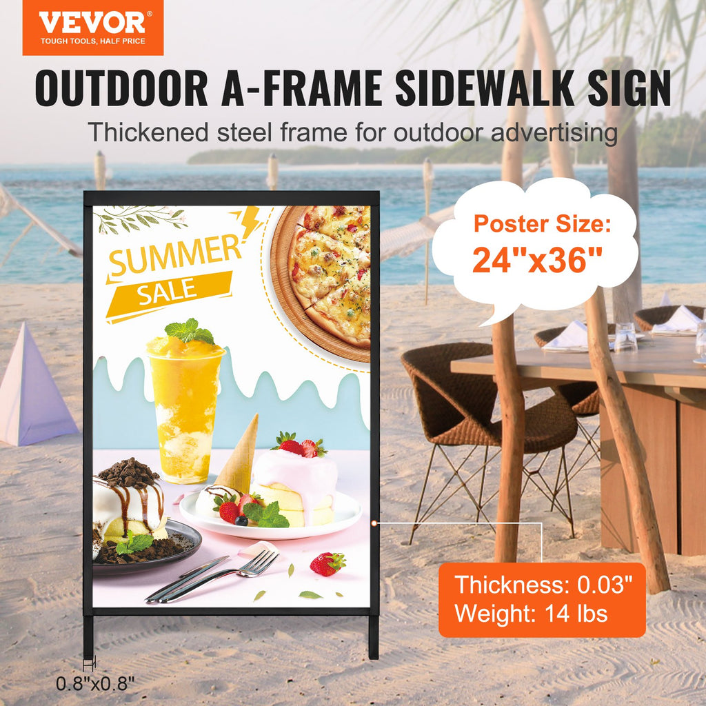 A-Frame Sidewalk Sign, 24 x 36 Inch Double-Sided Steel Sandwich Board – image 3