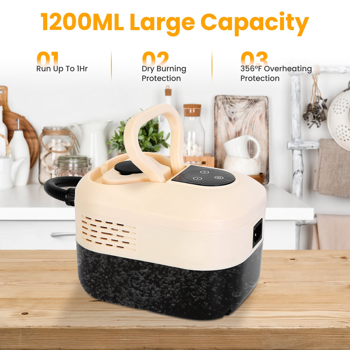 1500W Handheld Steam Cleaner with 1200 ml Tank and 6 Steam Levels – image 7