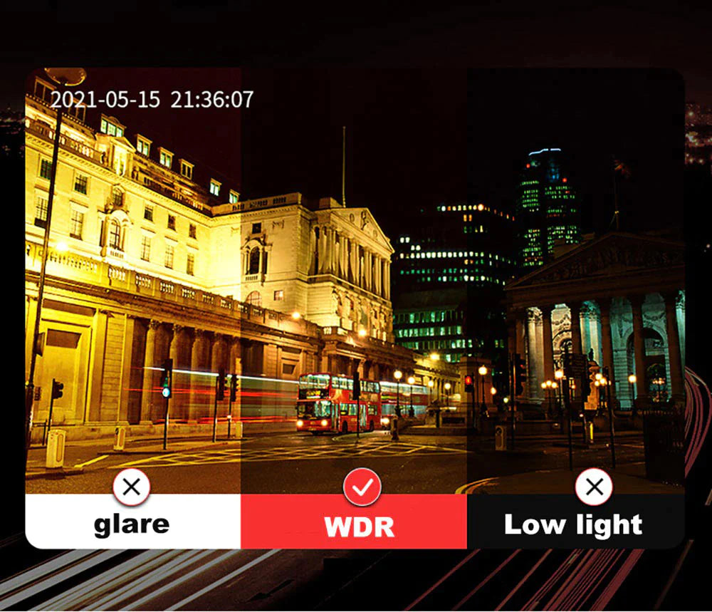 Dual-Lens Car Dash Cam 1080P, Front and Inside, G-Sensor