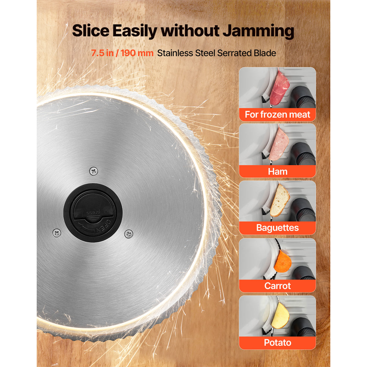 Electric Meat Slicer with 7.5 Inch Blade, 200W Adjustable Deli Slicer – image 3