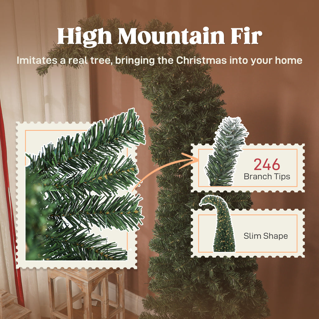 5 Ft Prelit Whimsical Slim Christmas Tree with Bent Top