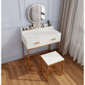 Makeup Vanity Table Set – Mirror, Stool & Storage, White and Gold