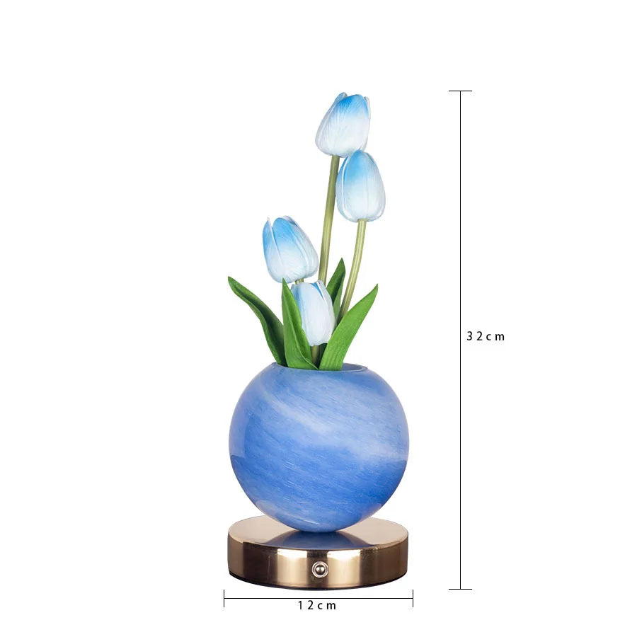 Tulip LED Night Light - USB Rechargeable Flower Desk Lamp for Bedroom Decor
