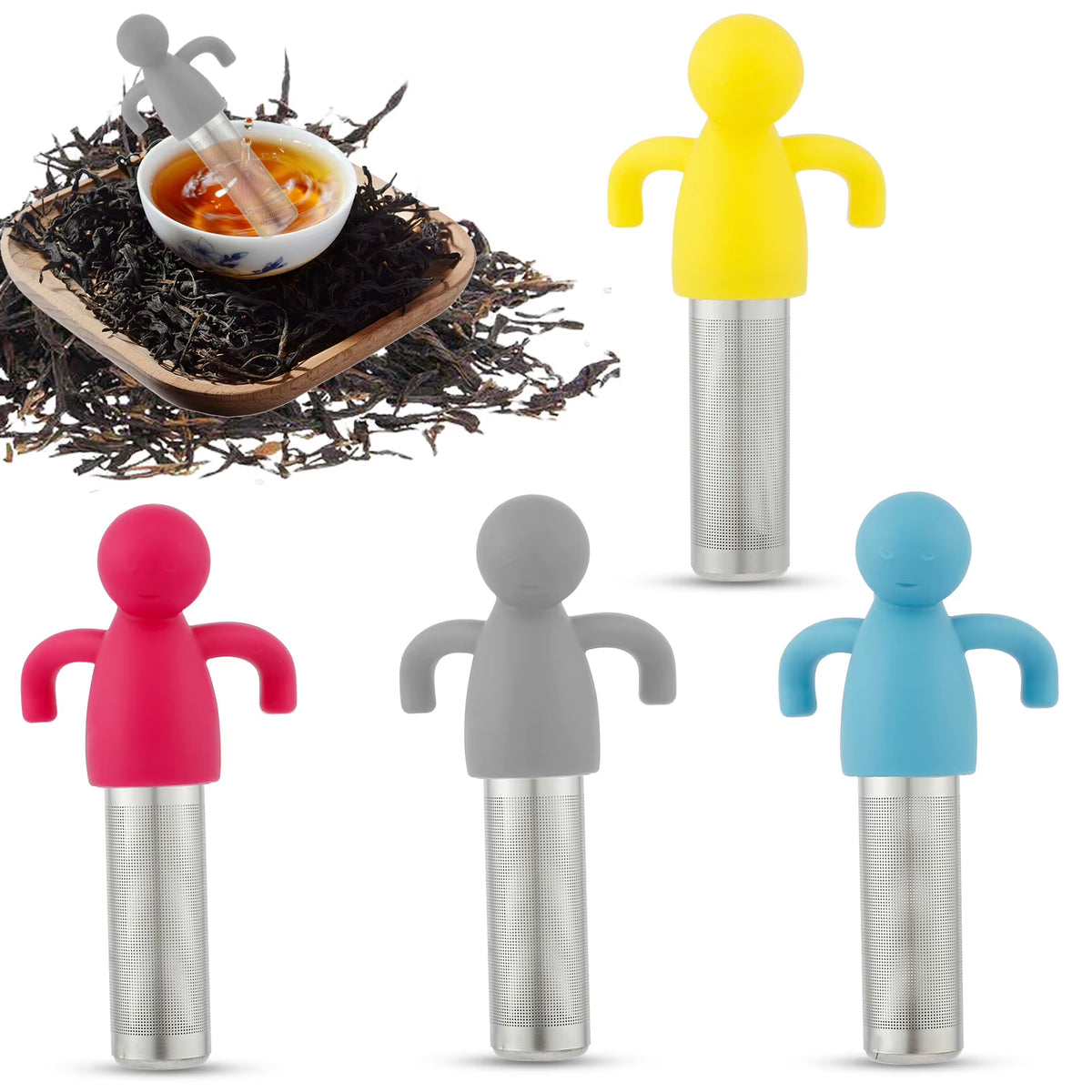 Tea Infuser Set of 4, Fine Mesh Stainless Steel Loose Leaf Strainers – image 7