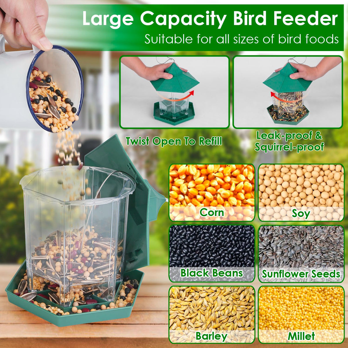 Gazebo Bird Feeder - Hanging 6-Port Wild Bird Seed Station – image 6