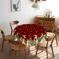 Christmas Round Tablecloth 60 Inch, Holiday Print Table Cover
