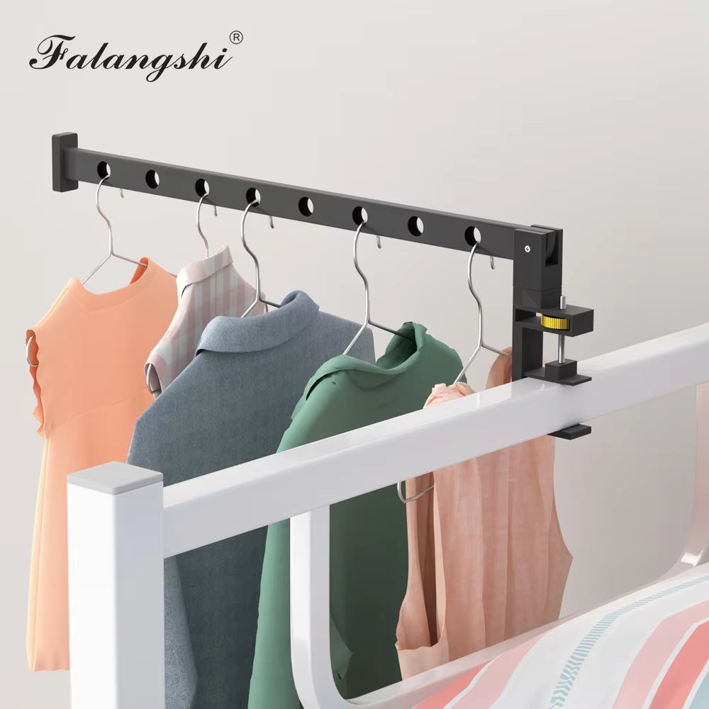 Wall Mounted Clothes Drying Rack – Foldable Aluminum Hanger Bar – image 5
