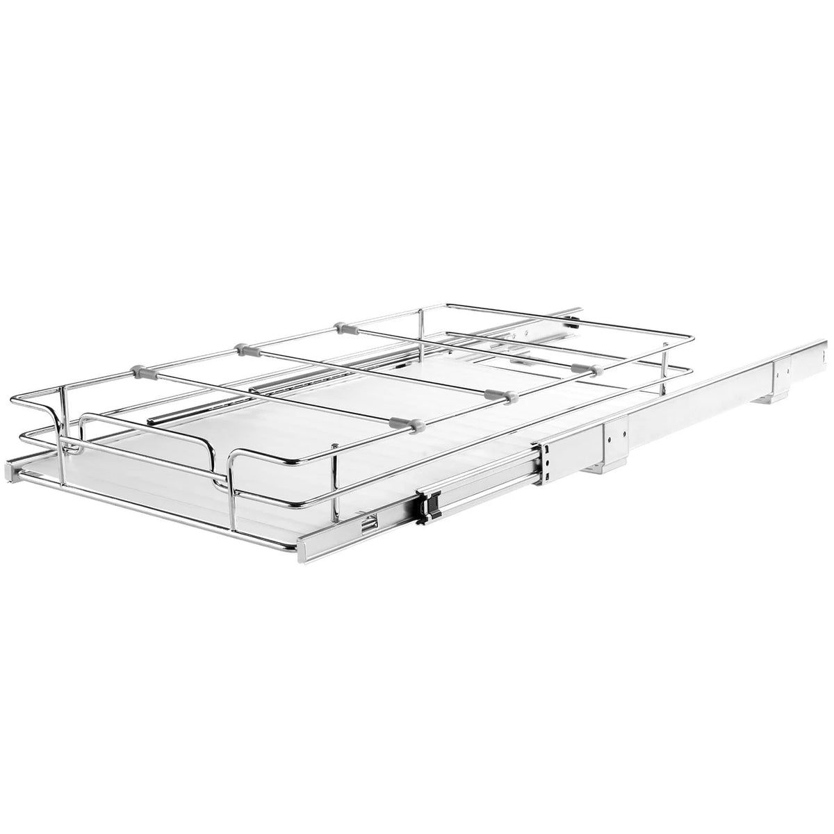 Pull-Out Cabinet Organizer, Slide-Out Steel Shelf, White – image 2