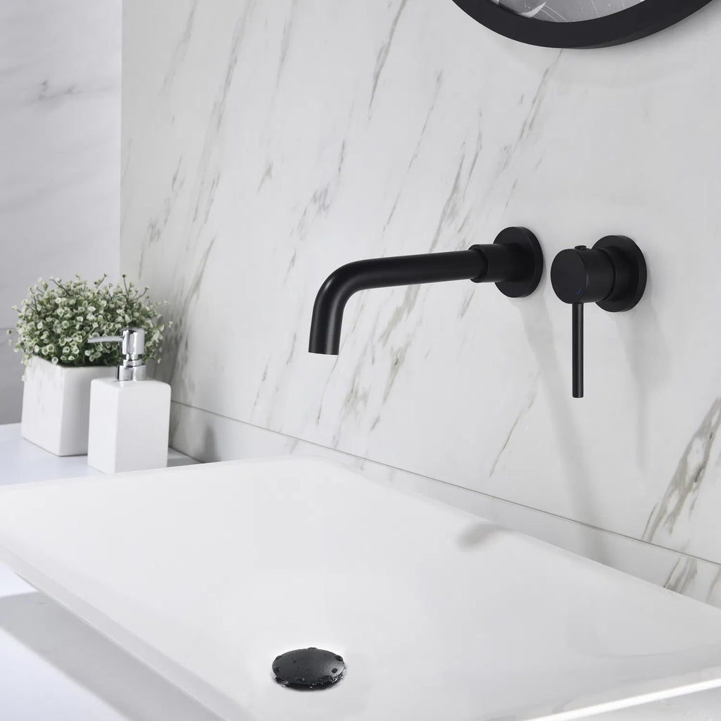 Wall Mounted Bathroom Sink Faucet, Single Handle with Pop-Up Drain – image 10