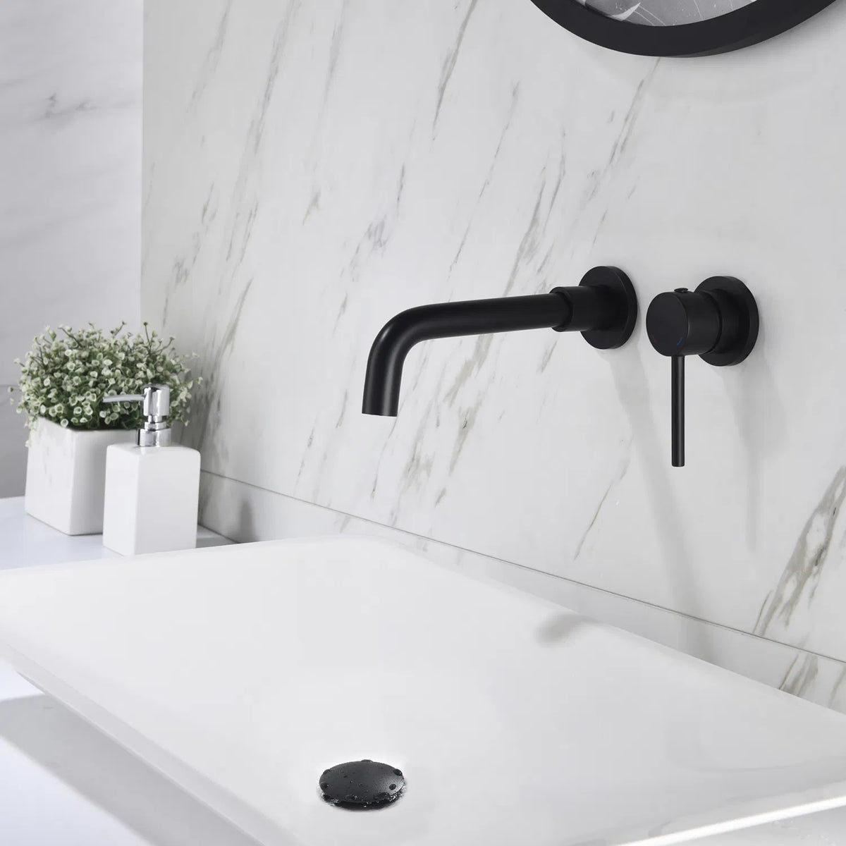Wall Mounted Bathroom Sink Faucet, Single Handle with Pop-Up Drain – image 10