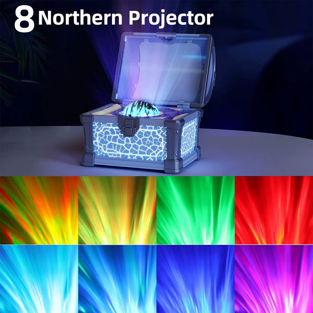 Aurora Galaxy Projector - Treasure Chest Star Night Light with Bluetooth Speaker & Timer