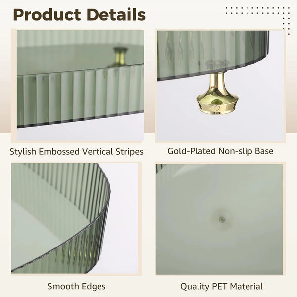 Makeup Organizer Tray, Slanted Green Vanity Tray with Gold Feet