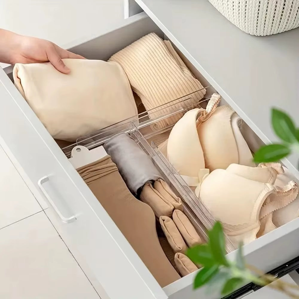 Adjustable Drawer Divider – Clear Plastic Organizer for Drawers