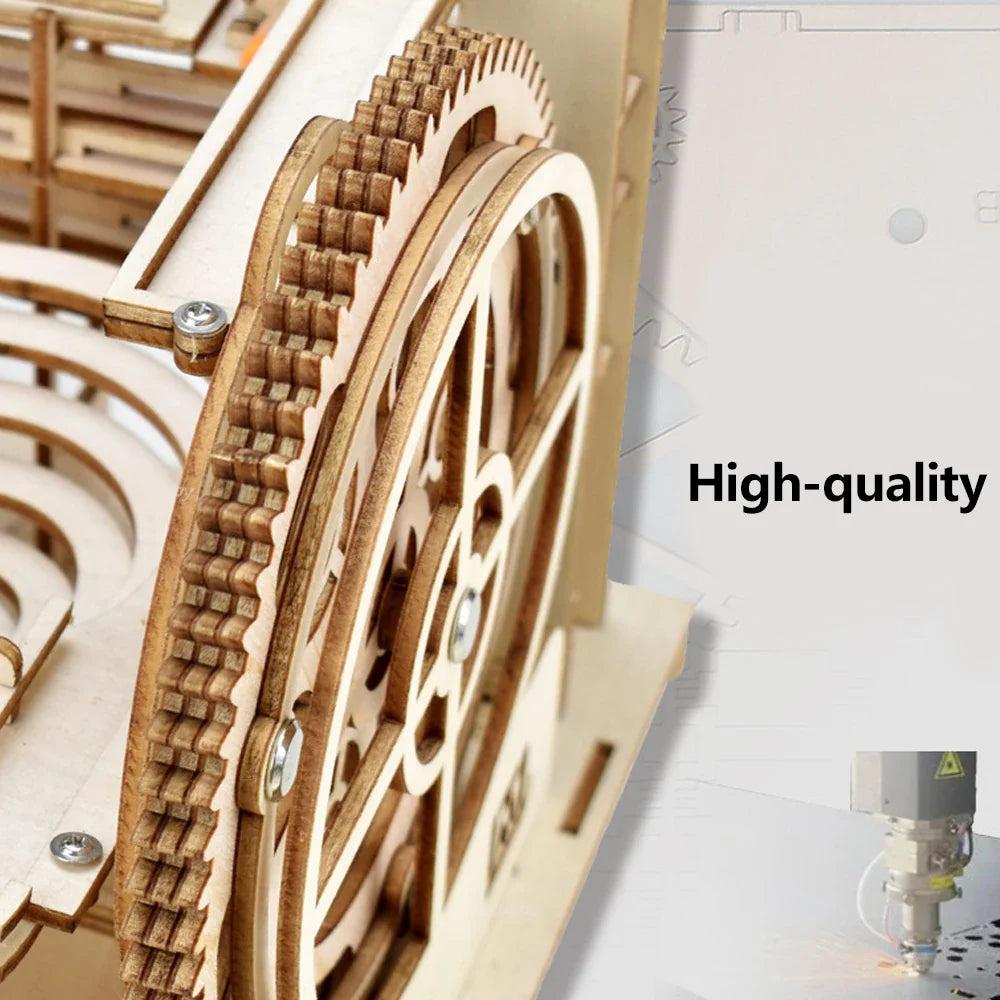 3D Wooden Marble Run Puzzle Kit for Adults, Hand-Crank Model – image 5