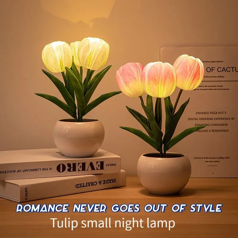 Tulip Bouquet Table Lamp - LED Flower Bedside Light, Romantic Gift