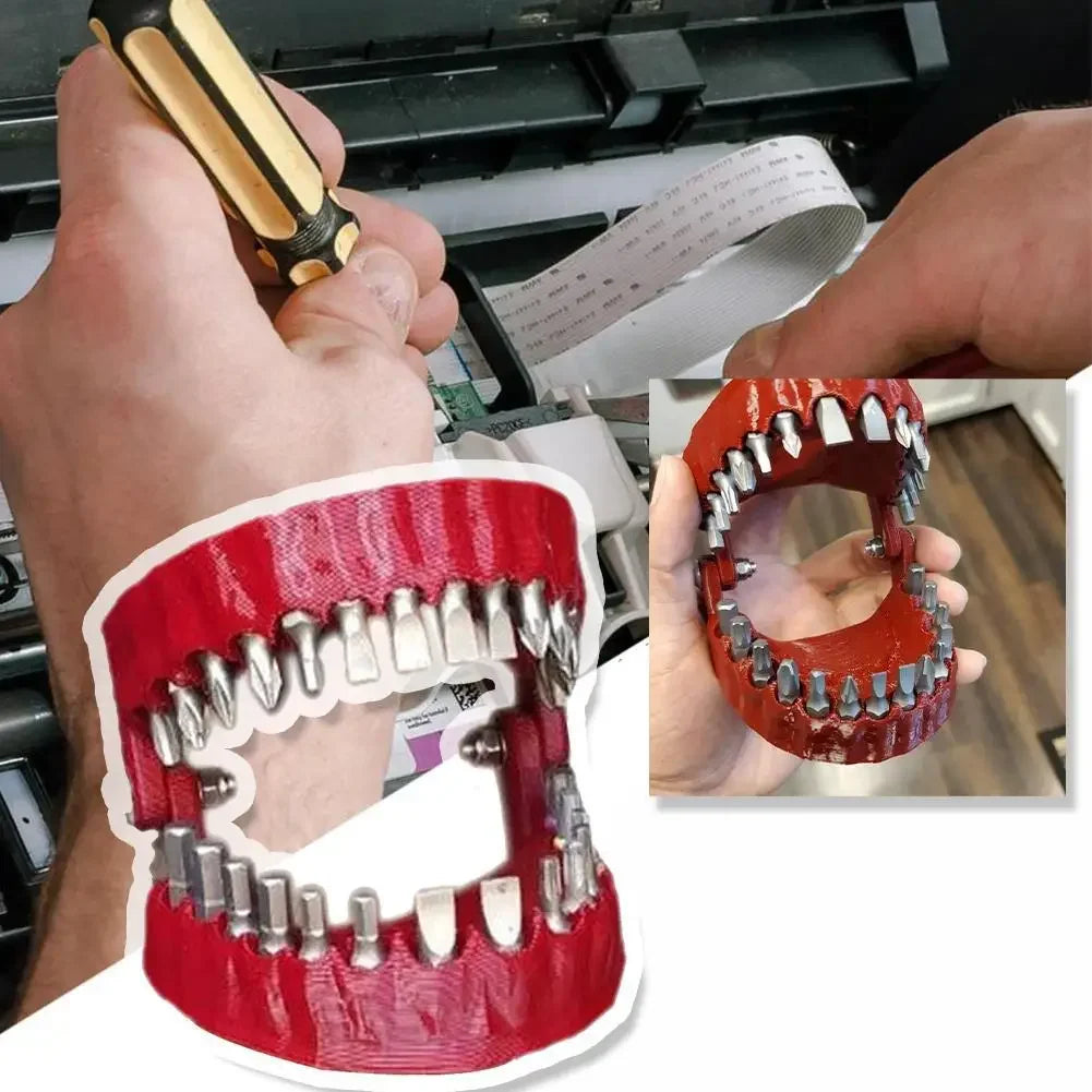 Funny Denture Bit Holder - Teeth Shaped 1/4 Inch Hex Screwdriver Bit Holder Gag Gift
