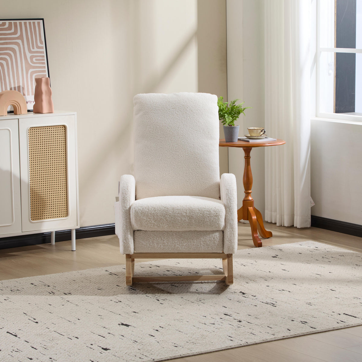 Upholstered Nursery Rocking Chair with Footrest and Side Pocket – image 12