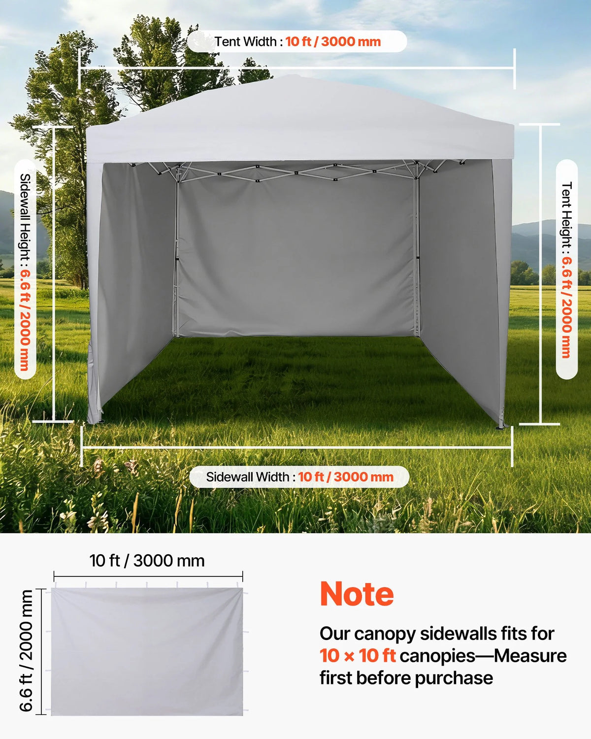 Canopy Sidewalls for 10x10 Pop Up Tent - 3 Waterproof Side Walls – image 4