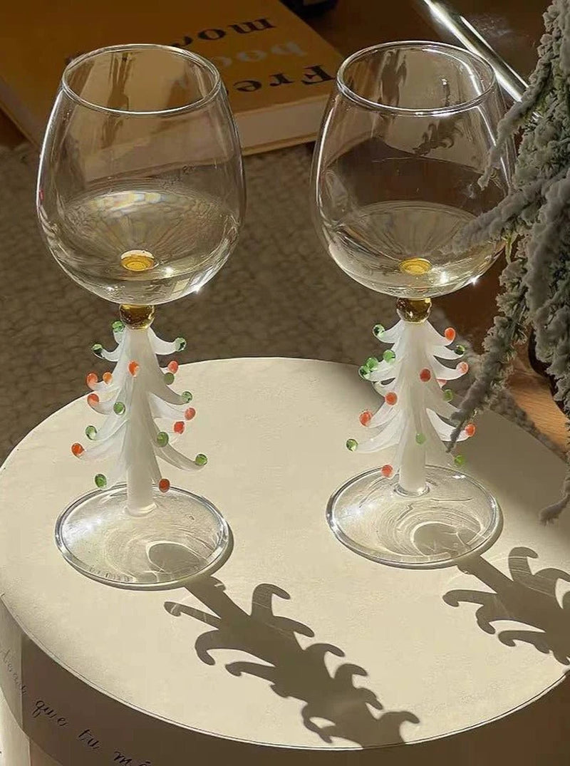 Handblown Christmas Tree Wine Glasses, Set of 2 – image 3