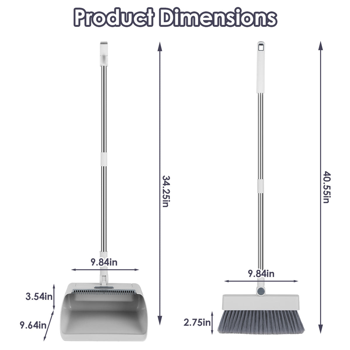 Broom and Dustpan Set – 4-in-1 Upright with Squeegee – image 2
