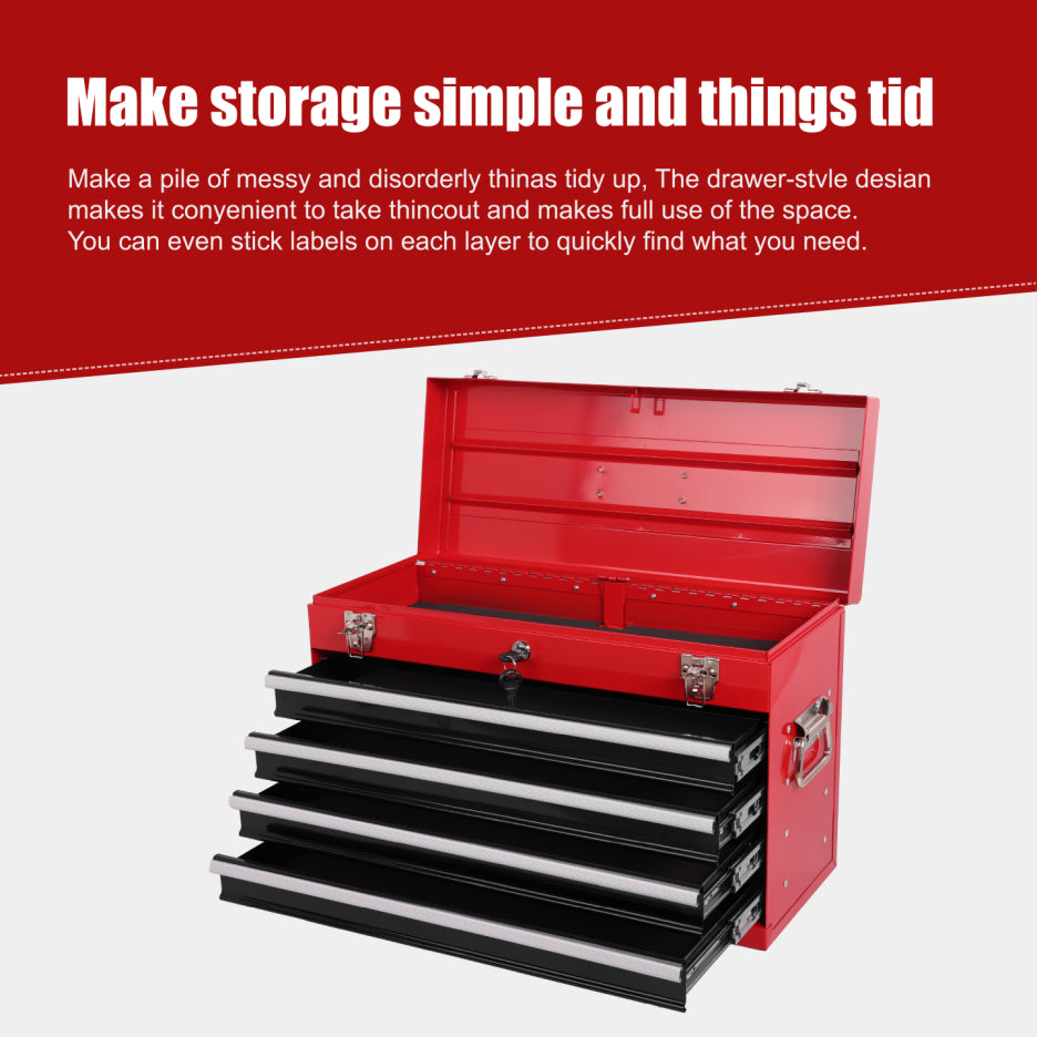 Metal Tool Box with 4 Drawers, 21 in Portable Locking Tool Chest – image 6