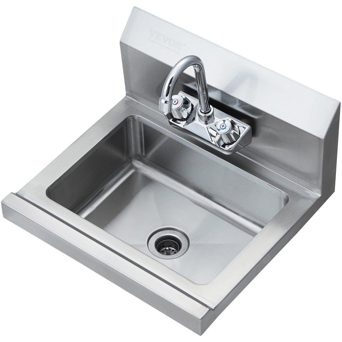 Wall-Mount Stainless Steel Hand Sink with Faucet, 17 x 12.8 In – image 2