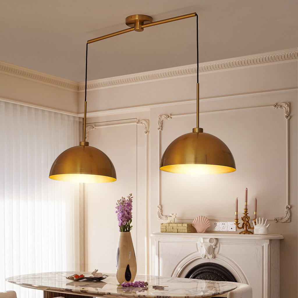 41 Inch Copper Double Pendant Light, Adjustable Kitchen Island Fixture