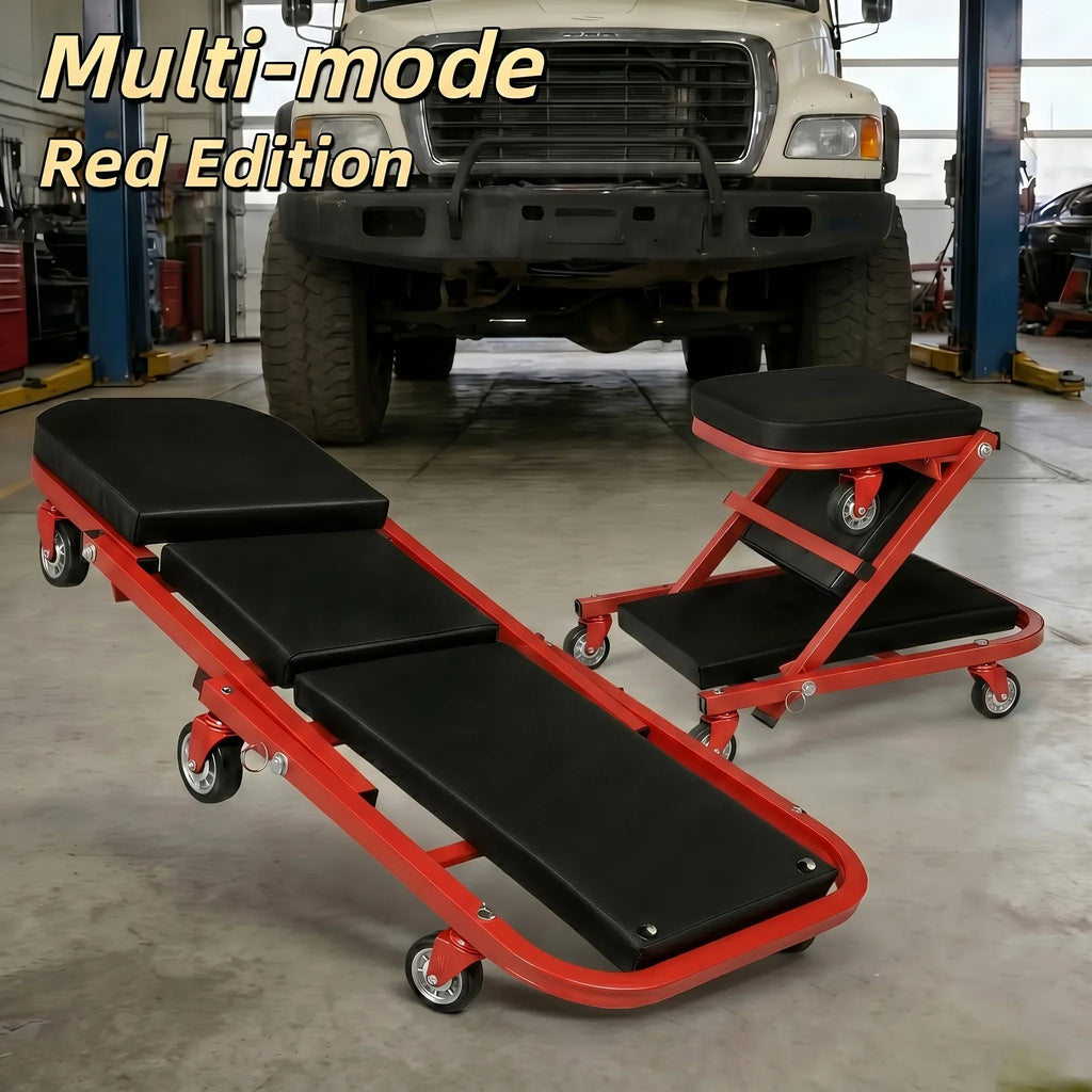 3-in-1 Mechanic Creeper Seat, Foldable Rolling Garage Bench – image 10