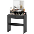 Makeup Vanity Desk with Mirror, Drawers and Open Shelves, Black – image 1