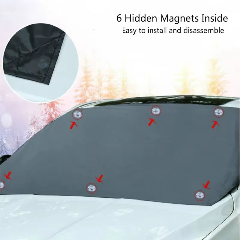 Windshield Snow Cover - Magnetic Frost Guard with Door Flaps – image 4