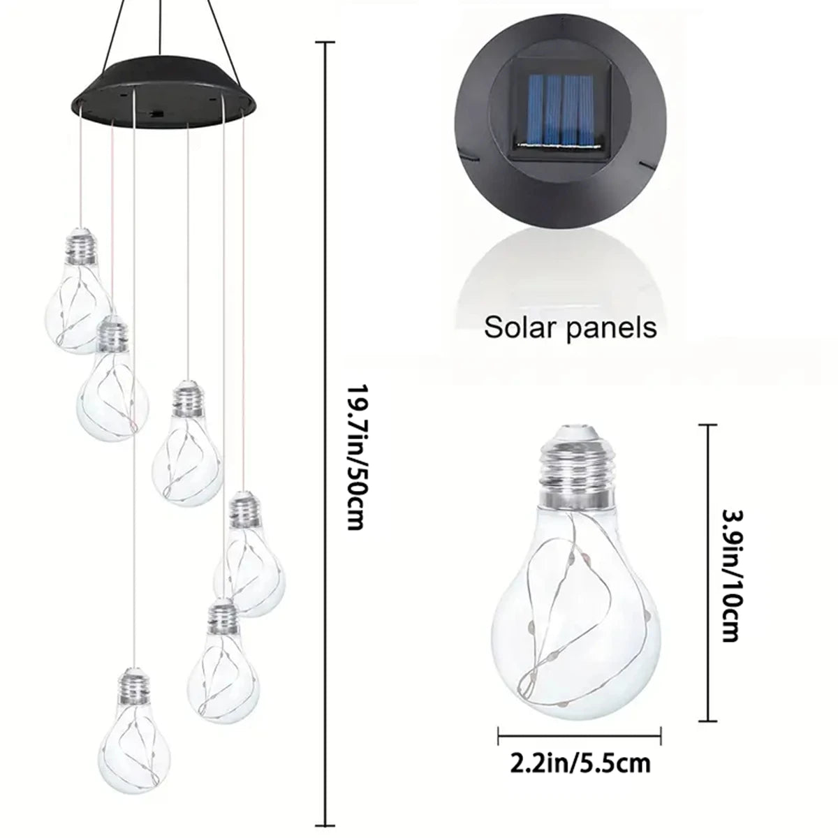 Solar Wind Chime Lights - 6 LED Color Changing Hanging Garden Lights