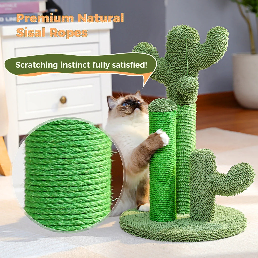 Cactus Cat Scratching Post – 3 Poles with Dangling Ball – image 15