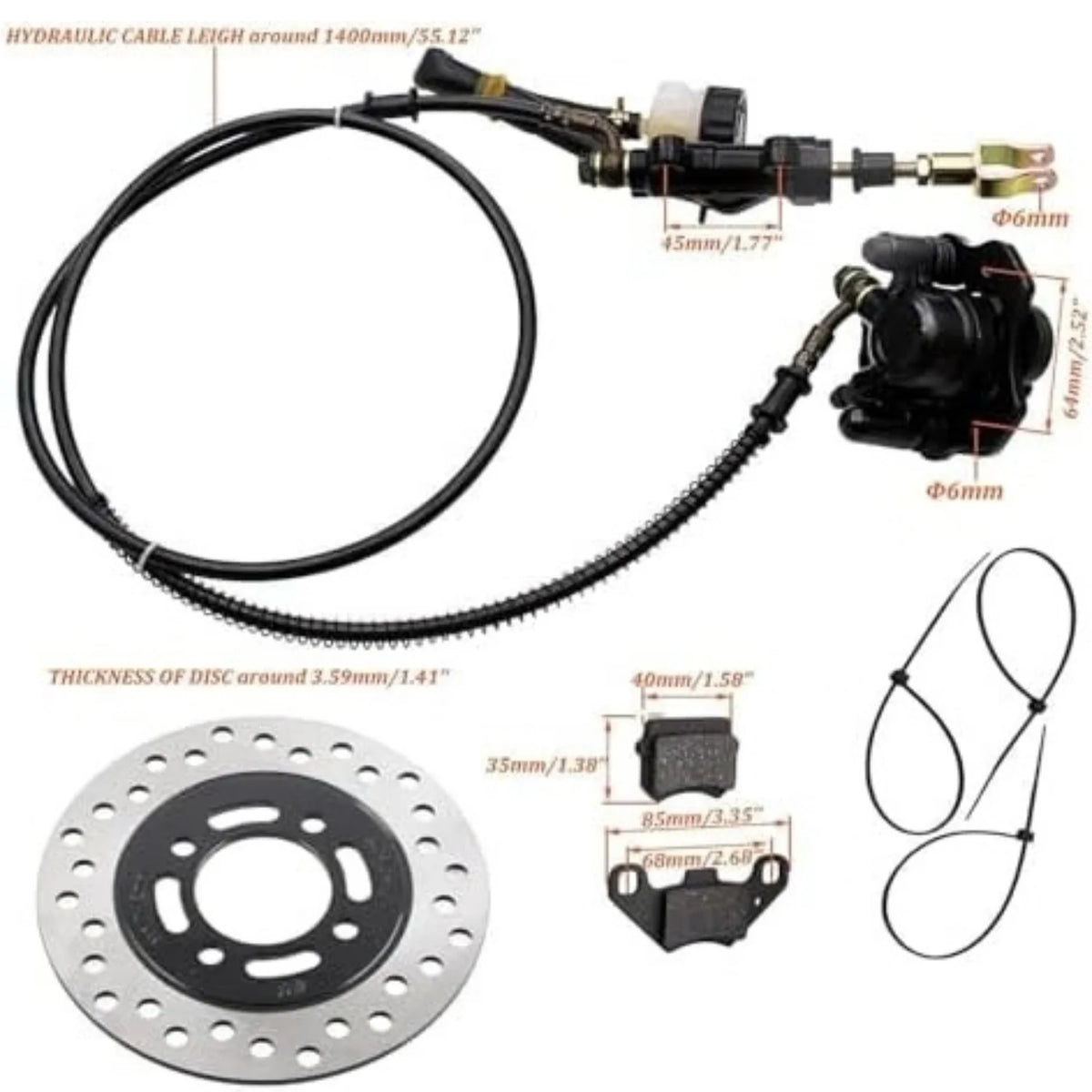 Go Kart Hydraulic Rear Disc Brake Kit for 50-250cc Karts and ATVs – image 6