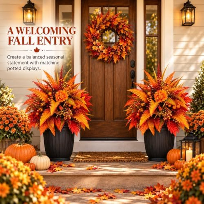 Fall Harvest Floral Garden Stake, Artificial Flowers with Stand, 2 Pc – image 8
