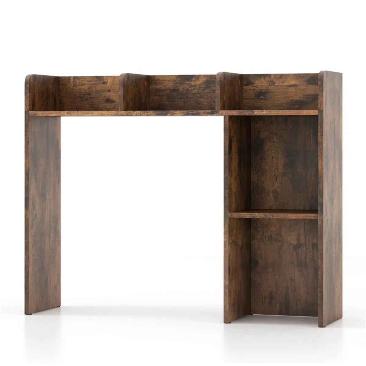 Desktop Bookshelf Desk Hutch for 27 in Monitor, Brown – image 4