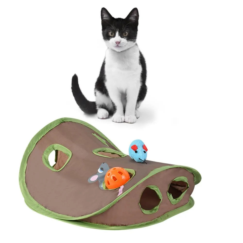 Cat Mouse Hunt Hide & Seek Toy - Foldable 9-Hole Interactive Play Mat – image 3