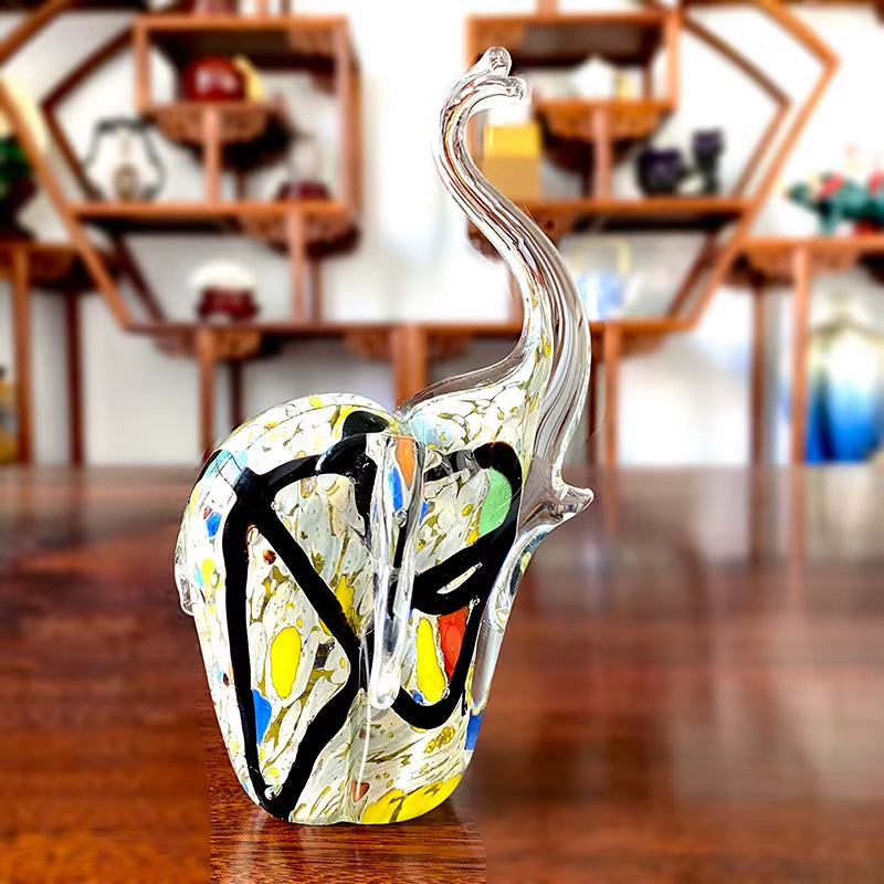 Hand Blown Glass Elephant Figurine, Crystal Table Sculpture – image 4