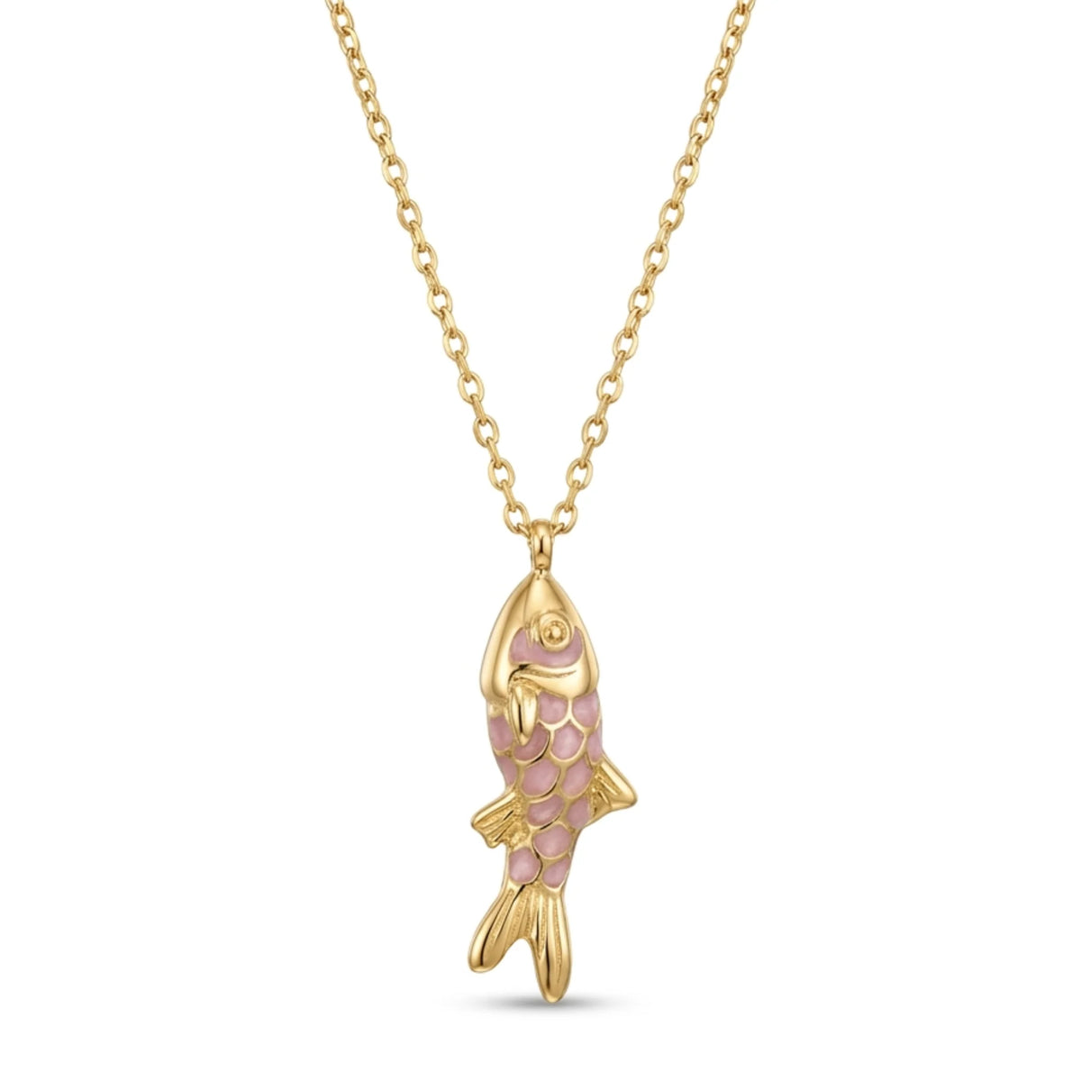 Fish Pendant Necklace - Enamel Charm, Waterproof Gold Stainless – image 3