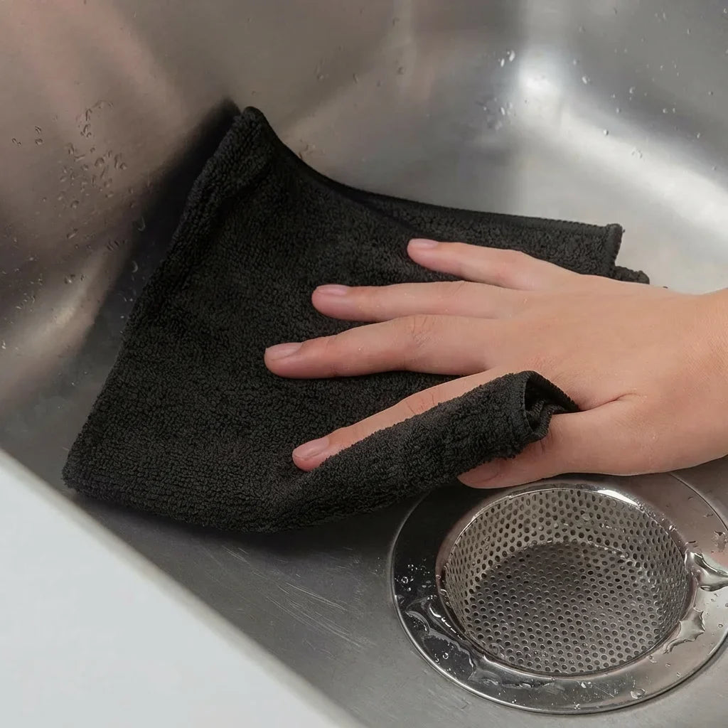 Microfiber Cleaning Cloths - 12 Pack, Black, 32 x 32 cm – image 3