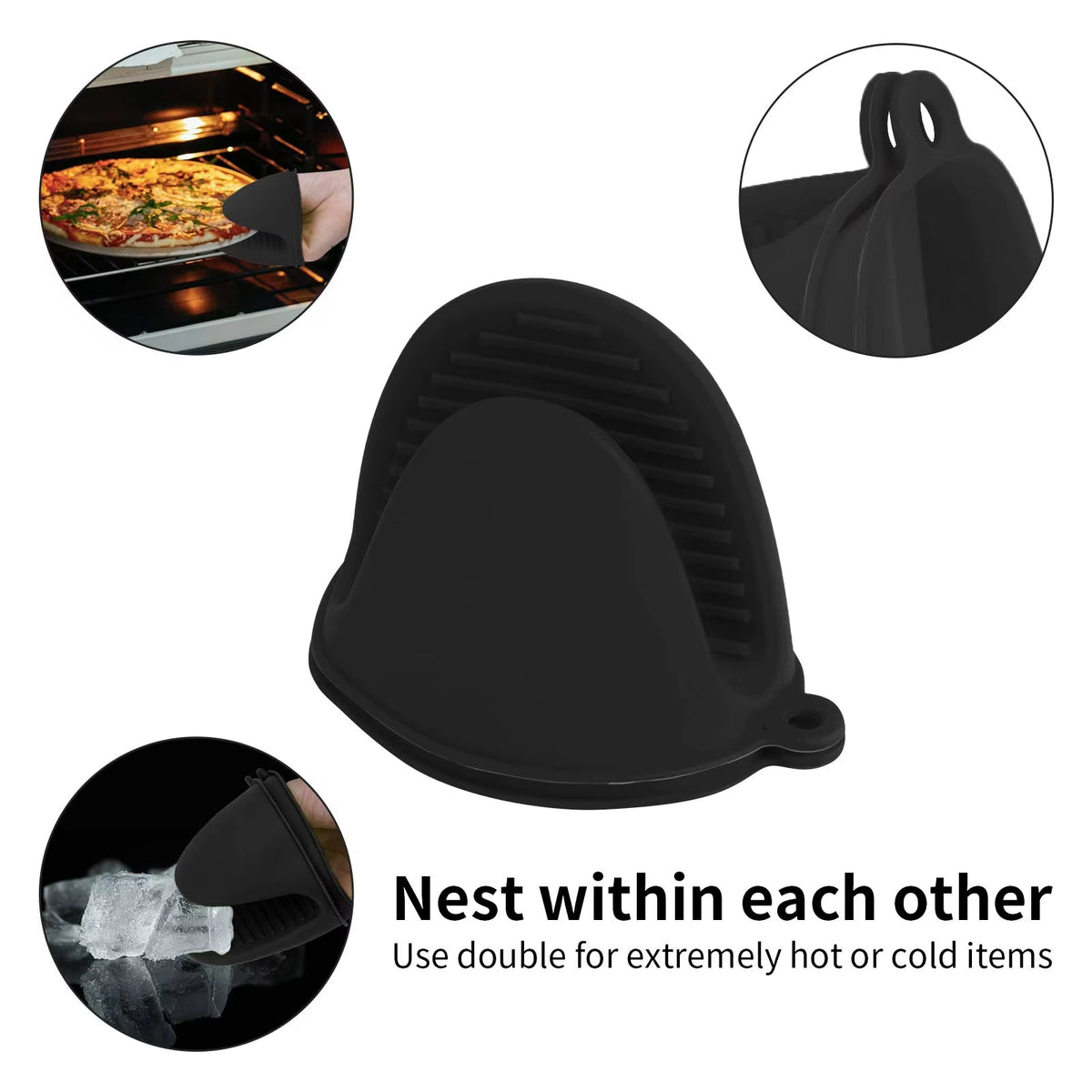Silicone Pinch Oven Mitts 2-Pack - Heat Resistant Non-Slip Pot Holders – image 5